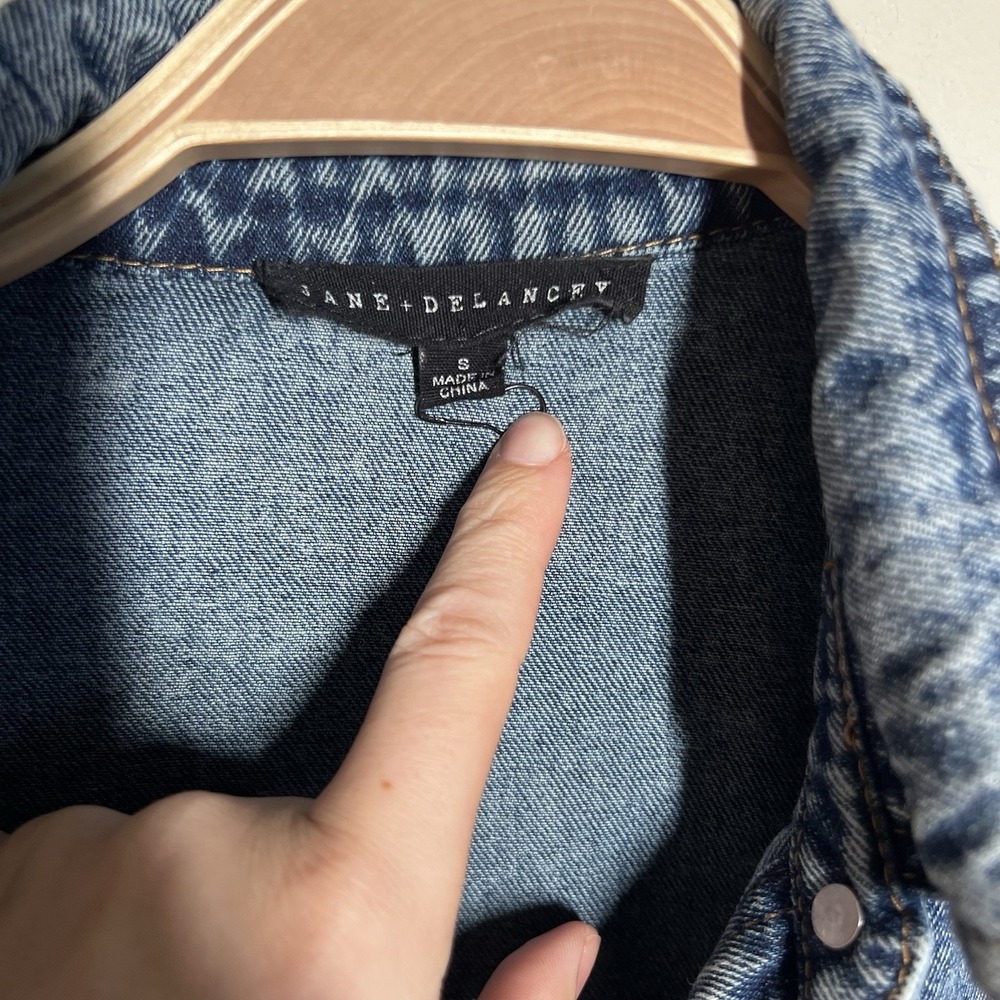 Jane and Delancey Blue Denim Jacket‎ Shacket S Bohemian Classic Stretch Pocket - Picture 3 of 6